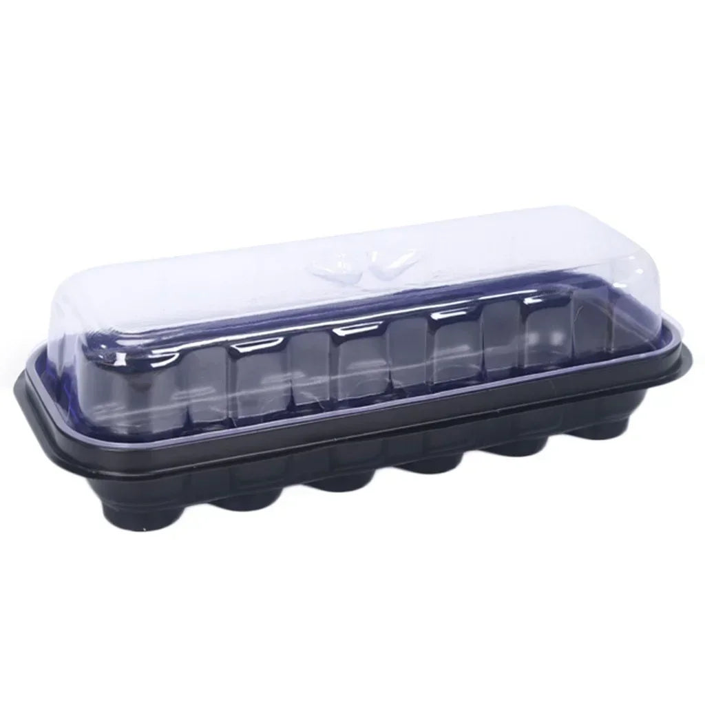 12 Holes Plastic Nursery Pots Planting Seed Tray Cells Grow Box Qme