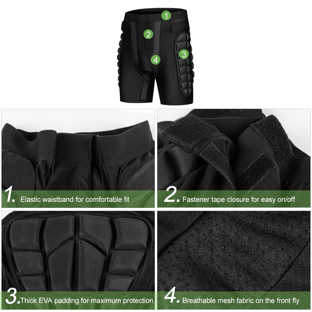 Hip Butt Protective Padded Shorts Armor Hip Protection Shorts Snowboarding Skating Skiing Ride Hip Protection Shorts Men Women Qme