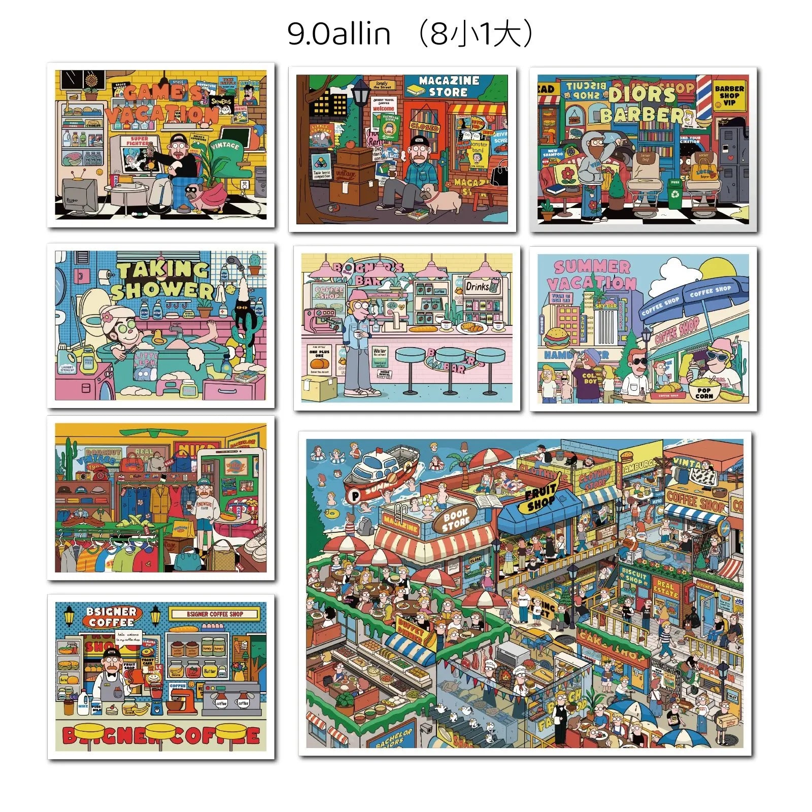 Cartoon American Comics Miniature Scene 3D Landscape Stickers DIY Scene Stacking Paste Handmade Creative Children's Cute Gifts Qme D