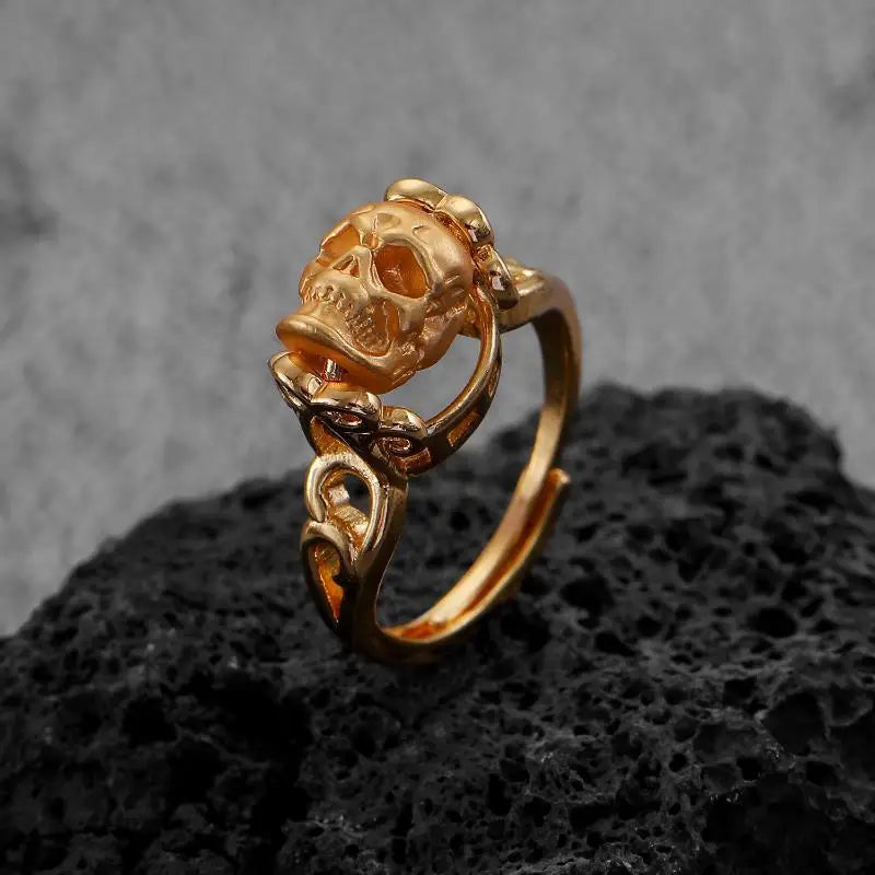 1Pcs New Vintage Gothic Steel Skull Rings Women Punk Rock Skeleton Women Ring Punk Rock Party Jewelry Accessories Qme