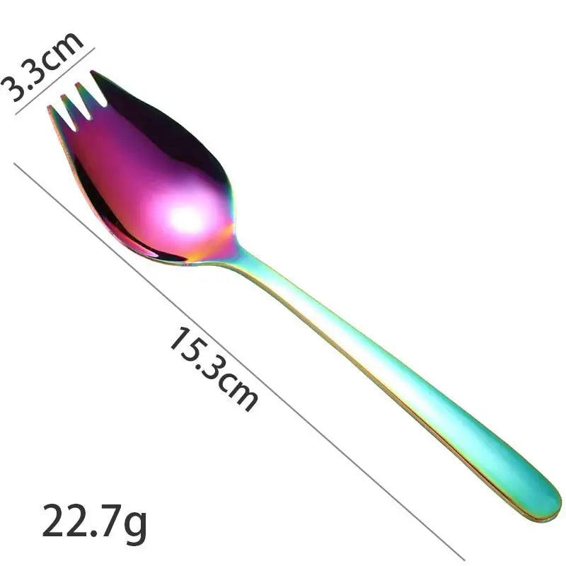 Household Salad Spoon Fruit Fork Soup Portable Cutlery Stainless Qme A4