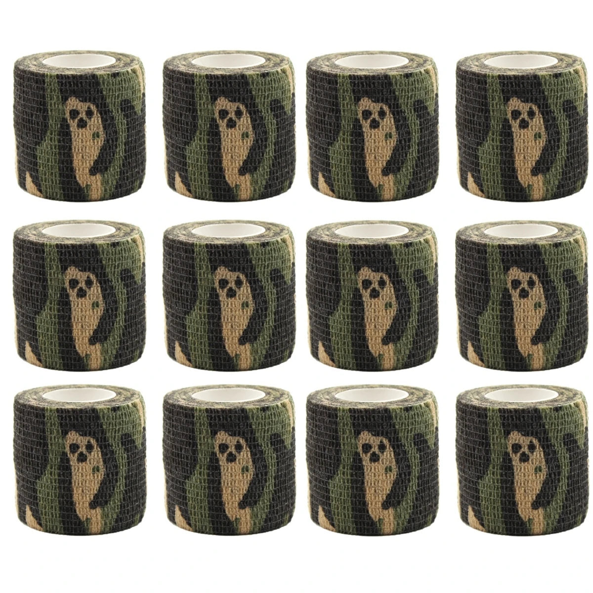 6/12/24 PCS Camouflage Tattoo Bandage Anti-slip Athletic Nonwoven Disposable Waterproof Self-adhesive Elastic Bandage Qme 12PCS