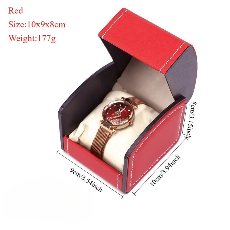 Vintage PU Watch Case Leather Octagonal/Arc Shaped Gift Watch Storage Box Stylish Watch Container Watch Display Box Qme