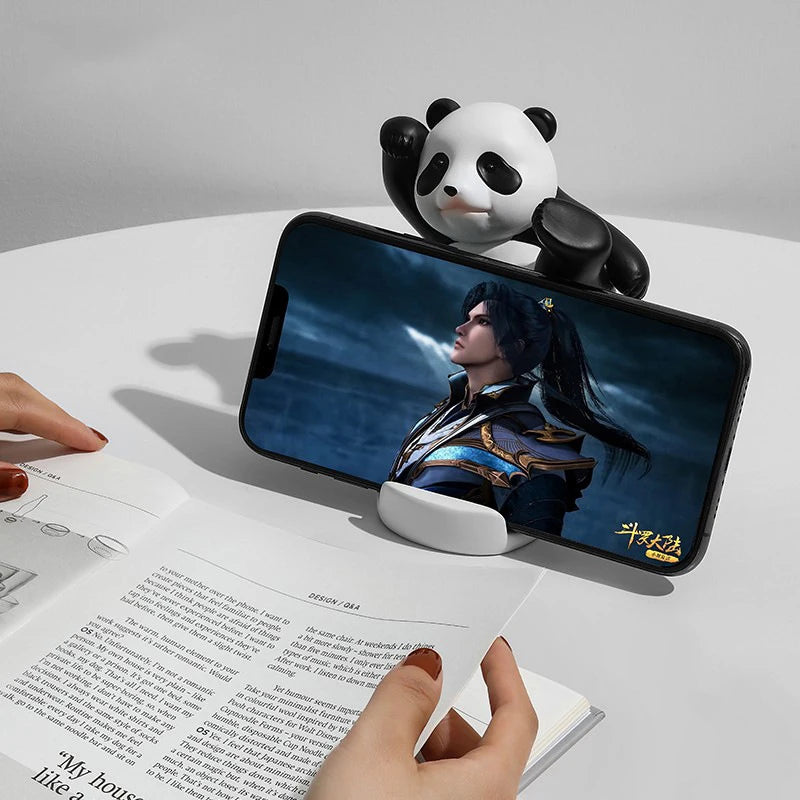 Cute Creative Panda Figurines Interior Universal Cell Mobile Phone Qme
