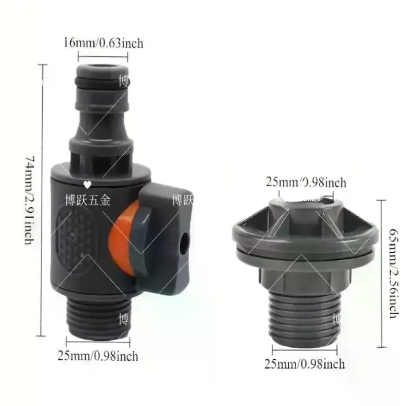 3/4 Inch PVC Water Tank Straight Valve Nipple Quick Stop Connector Rubber Coated Adapter Matching Pink Tape Plumbing DIY Qme