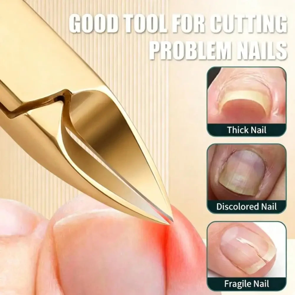 Portable Stainless Steel Nail Clippers Curved Cuticle Trimmer Qme