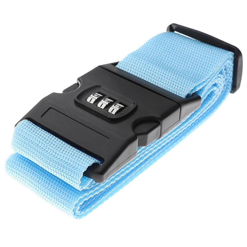 Nylon Luggage Strap Adjustable Travel Suitcase Buckle Baggage Belt Qme Blue