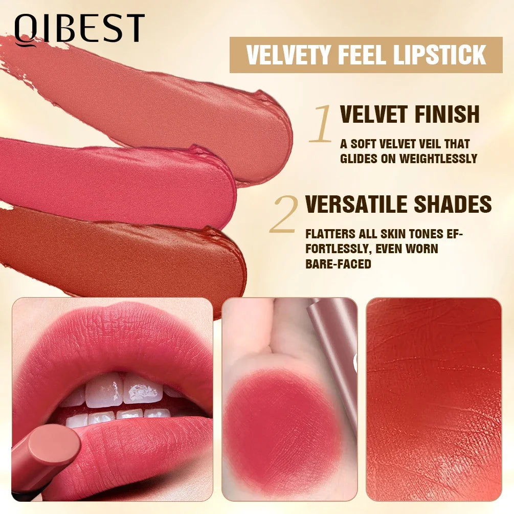QIBEST Velet Matte Sculpting Lipstick Makeup Sets Long Lasting Moisturizing Lipstick Pen Nourishing Lip Stain Hydrating Lip Tint Qme