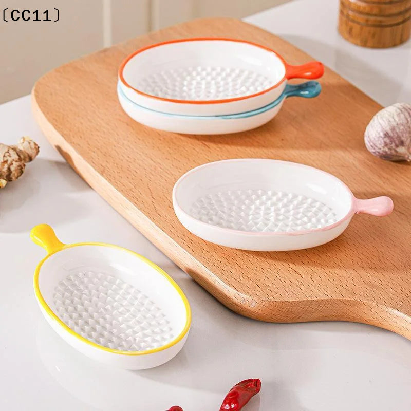Japanese Ceramic Garlic Grater Plate Porcelain Ginger Wasabi Grinder Qme