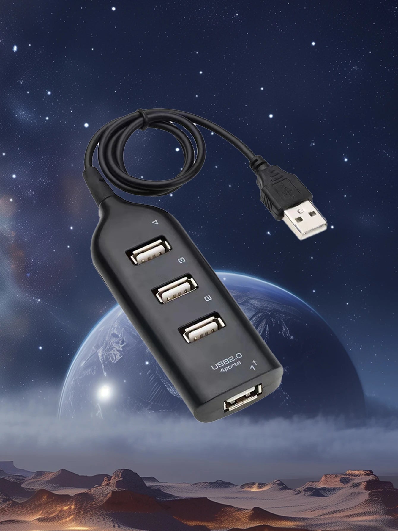 4-port USB Hub Distributor One Four USBp Sockets Qme black