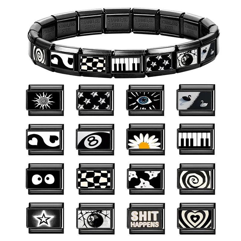 Fashion Women's Daisy Sun Stars NO.8 Ball Italian Charm Links Fit 9mm Bracelet Stainless Steel Jewelry Making DIY Bracelet Gifts Qme