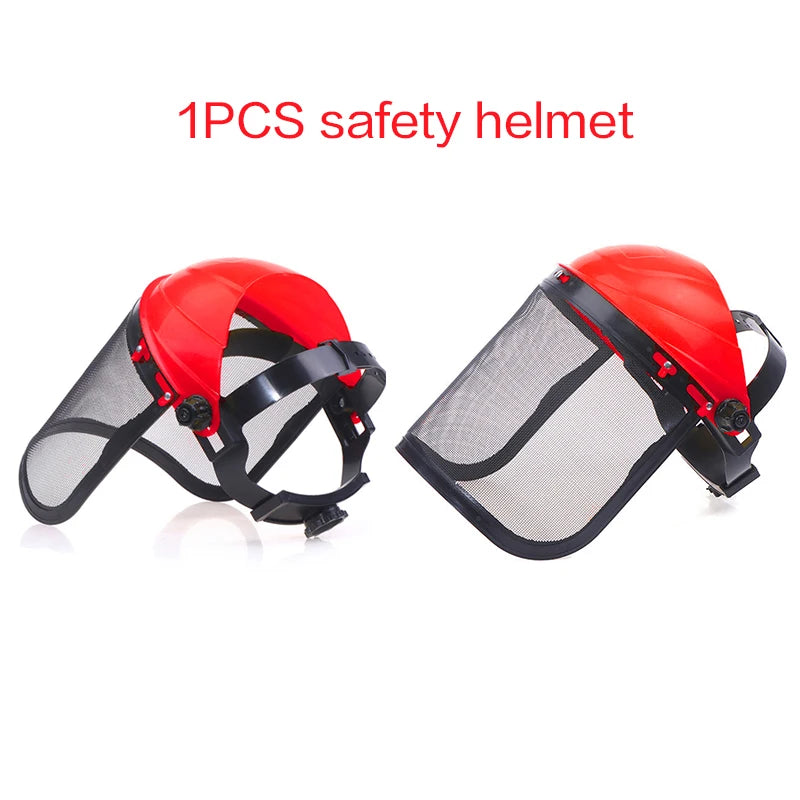 Garden Grass Trimmer Safety Helmet Hat With Full Face Mesh Protective Mask For Logging Brush Cutter Forestry Protection Qme