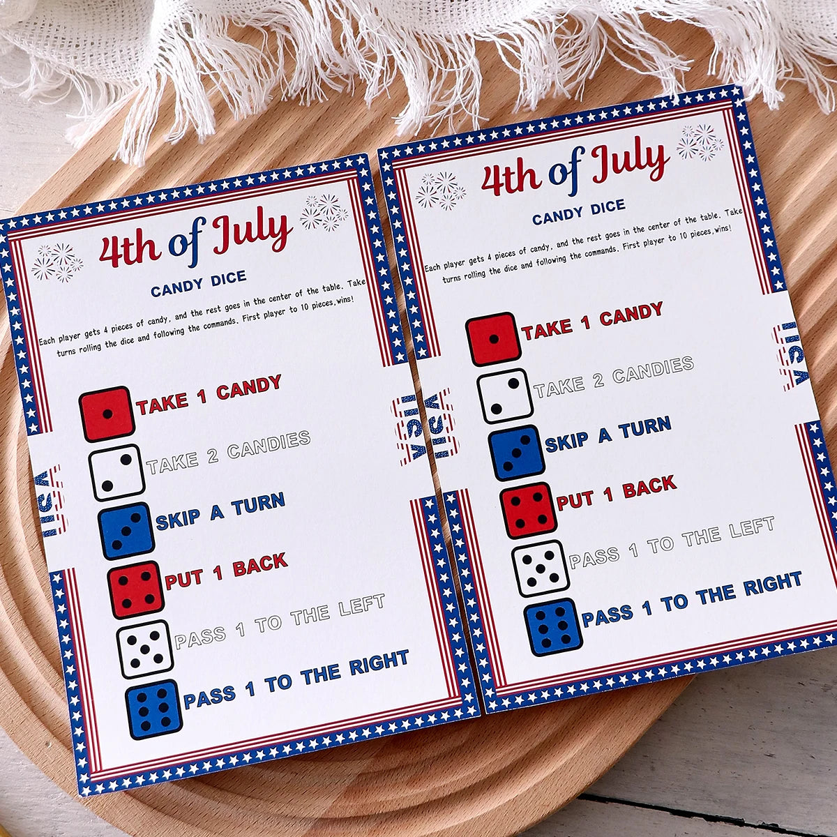 5–50Pcs Independence Day Star-Bordered Dice-Themed Game Cards—Creative Independence Day Gifts, Board Games, and Party Supplies Qme