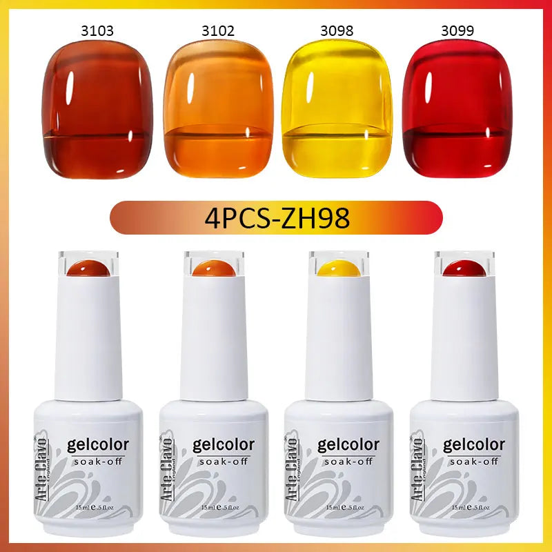 Arte Clavo 4 6 8 Gel Nail Polish Art Soak Off UV Colorful Semi