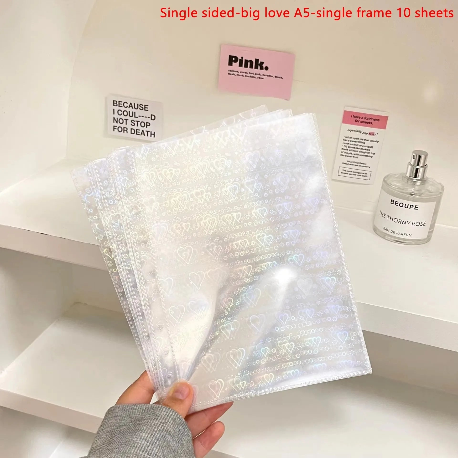 10PCS/set 1/2/4Pockets Grids Photo Album A5 Inner Page Photocard Binder Photo Sleeve 6 Ring Refill Inner Page Photocard Kpop Qme heart 1 grid