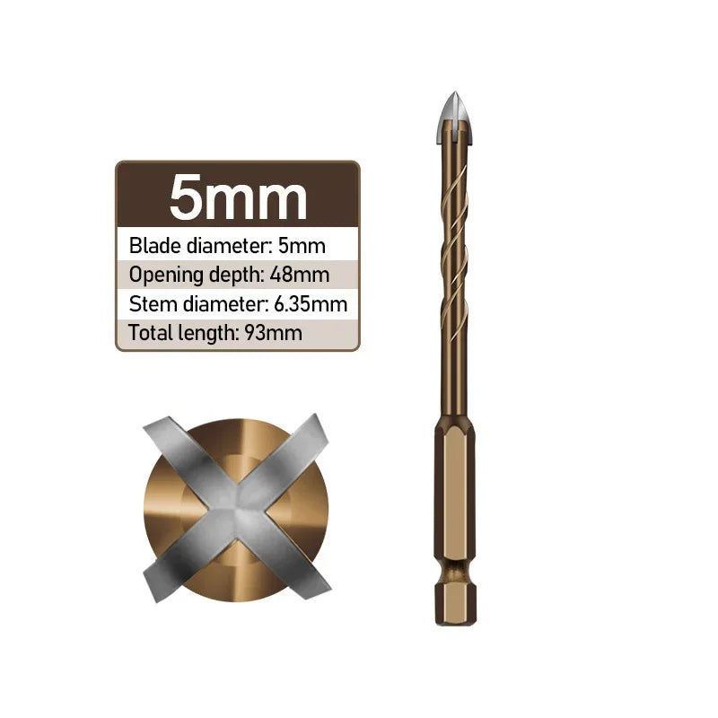 Hard Metal Hex-Shank Drill Bit Sets Tungsten Carbide Hole Cutter Tool For Wall Brick Glass Tile 3mm-12mm Qme Concrete Bit 5mm