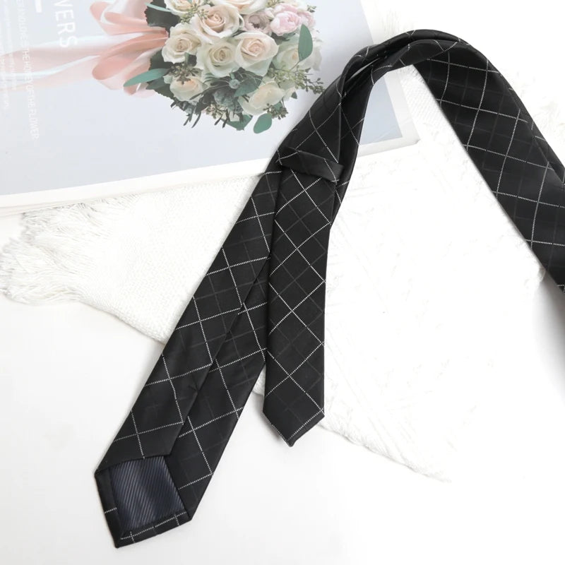 Black Stripe Tie Cufflink Cravat Bowtie Set Wedding Ties Gifts for Men Handky Elegant Necktie for Designer Business Accessories Qme