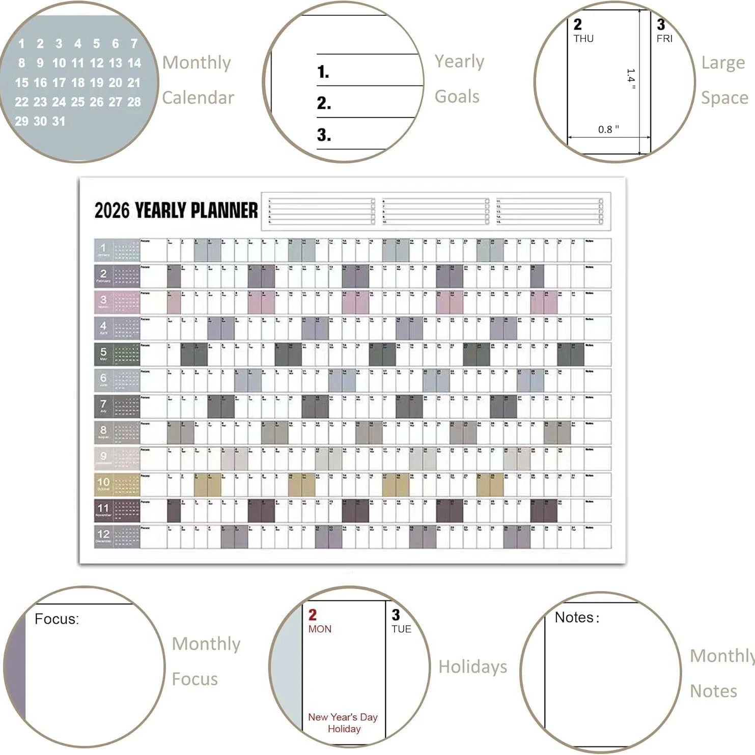 2026 Calendar, Large Calendar Kawaii To Do List Planner Target , Schedule Planner, Large Multi Month Reusable Poster Qme
