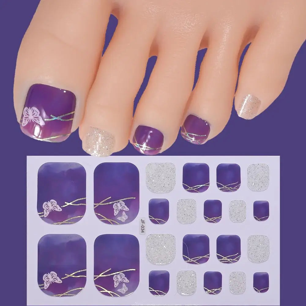 22tips Sheet Glitter Toenail Stickers Glittering Full Wraps Summer Qme D