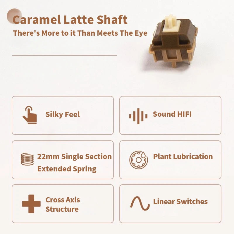 AULA Caramel Latte V2 Switch 45g Linear Pre-Lubed 5 Pins HotSwap Switches For Mx Mechanical Keyboard Gaming Custom Switch HIFI Qme