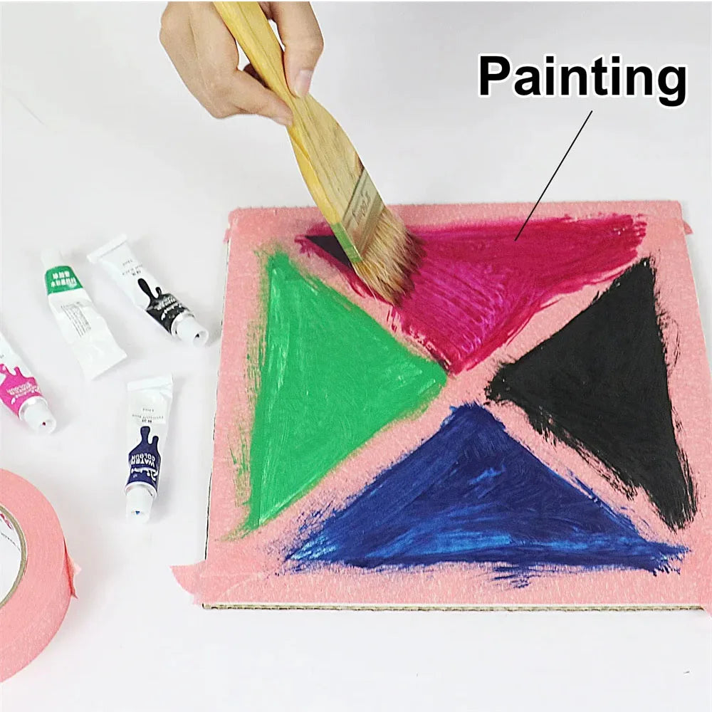 6 Rolls Pink Painters Tape, Masking Tape Bulk Sharp Edge Line Technology, Residue-Free and Artisan Grade Wall Trim Tape Qme