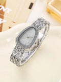 1-piece exquisite and versatile women's watch set, fashionable quartz watch, casual steel strip watch, women's watch Qme Silver