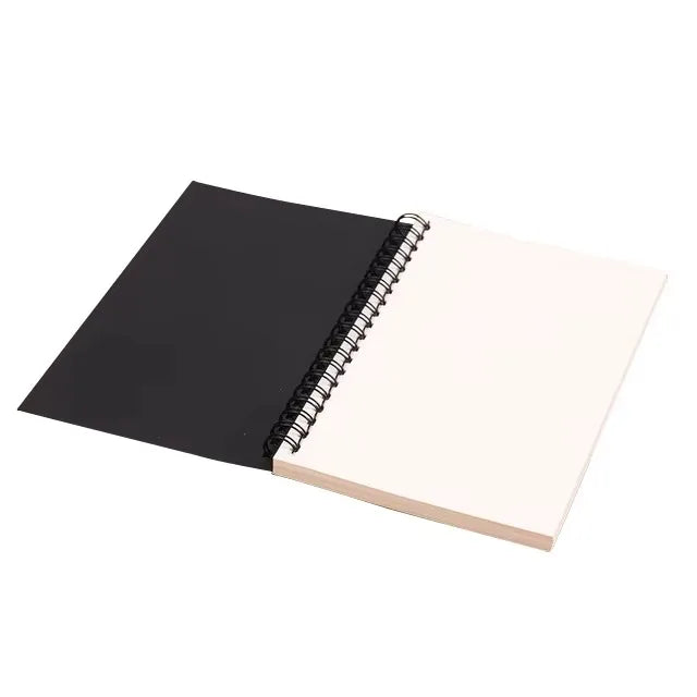 1 Book 50 Sheets Retro Spiral Kraft Paper Notebook Coil Sketchbook Graffiti Drawing Diary Journal Office School Writing Station Qme Black-White Inner