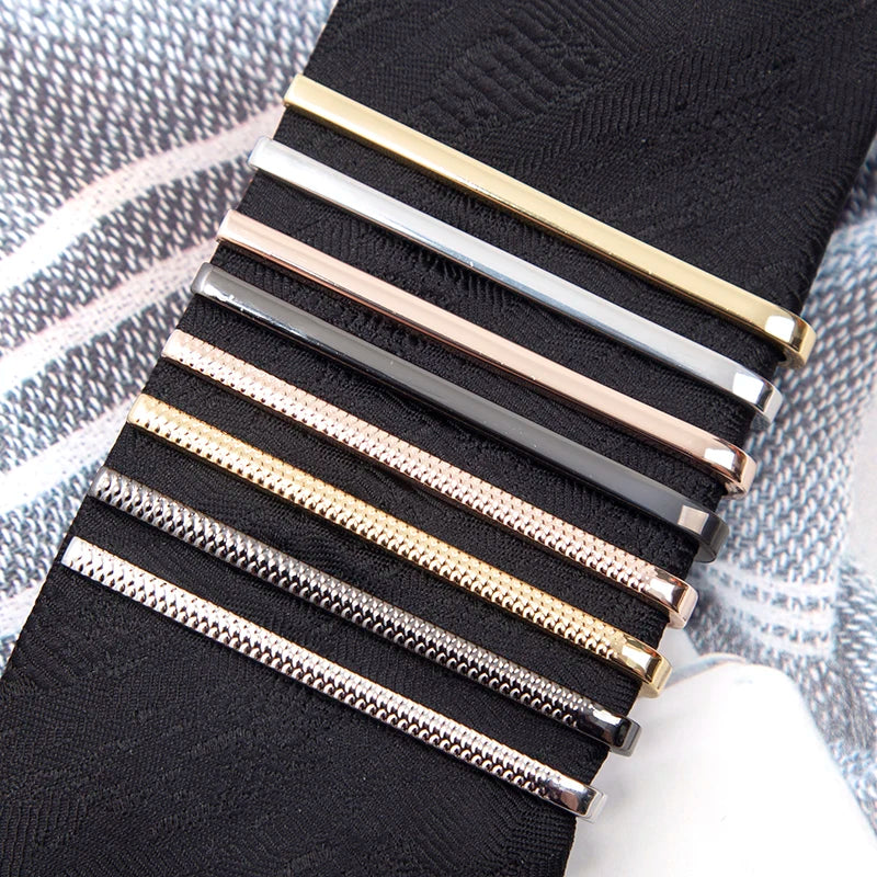 Tie Clips Men Fashion Luxury Metal Gold Tone Simple Bar Clasp Necktie Qme