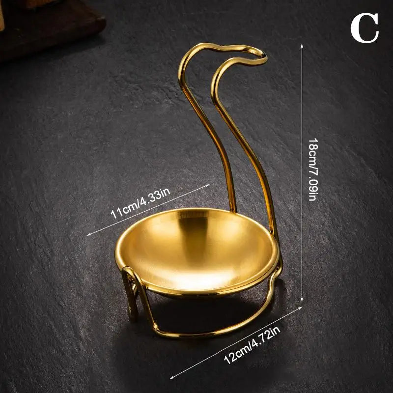 Single Double Ladle Vertical Spoon Utensil Rack Soup Rest Stand Qme C Gold