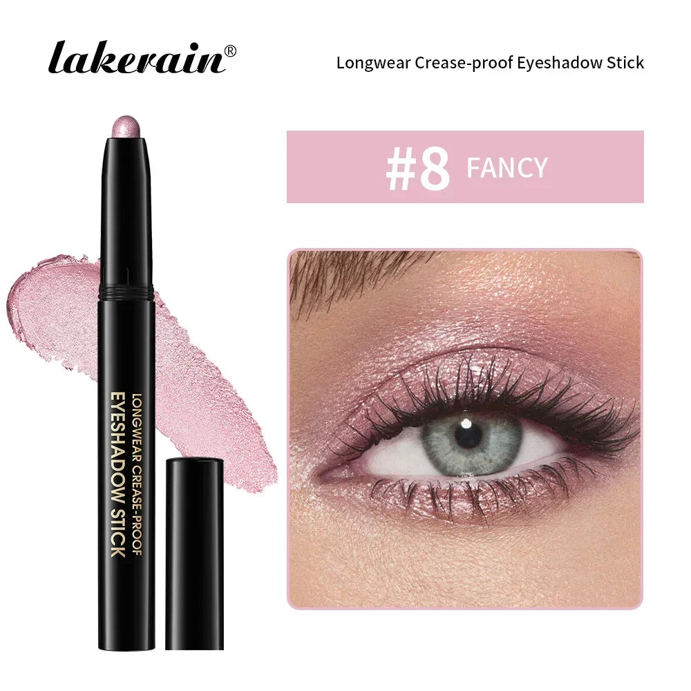 Matte Blue Eyeshadow Stick Pencil Waterproof Monochrome Glitter Pearly Eyeshadow Makeup Soft Natural High Pigmented Long-Lasting Qme 08
