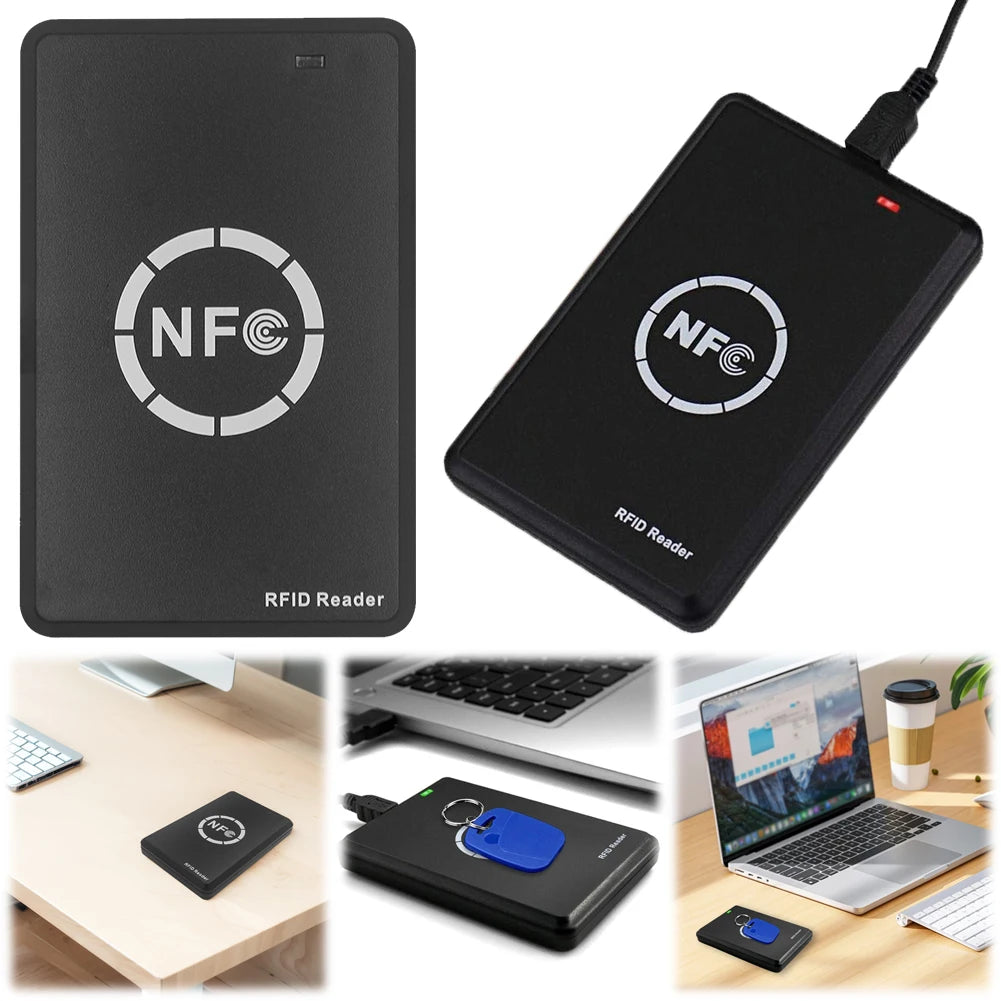 Smart Access Control Card Copier 13.56MHz/125KHz/250KHz RFID Reader Writer Free Software NFC Tag Replicator RFID 125KHZ Reader Qme