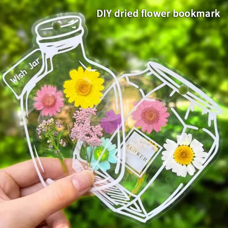 40 DIY Handmade Transparent Dried Flower Bookmark Clear Bottle Shape Qme