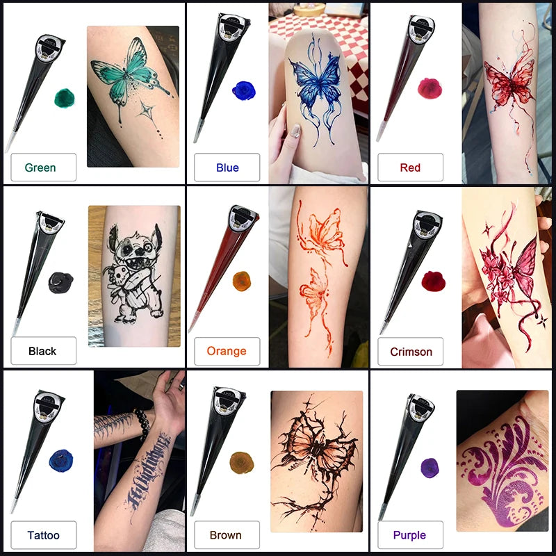 Semi-permanent Henna Paste Temporary Tattoos Waterproof Body Art Qme