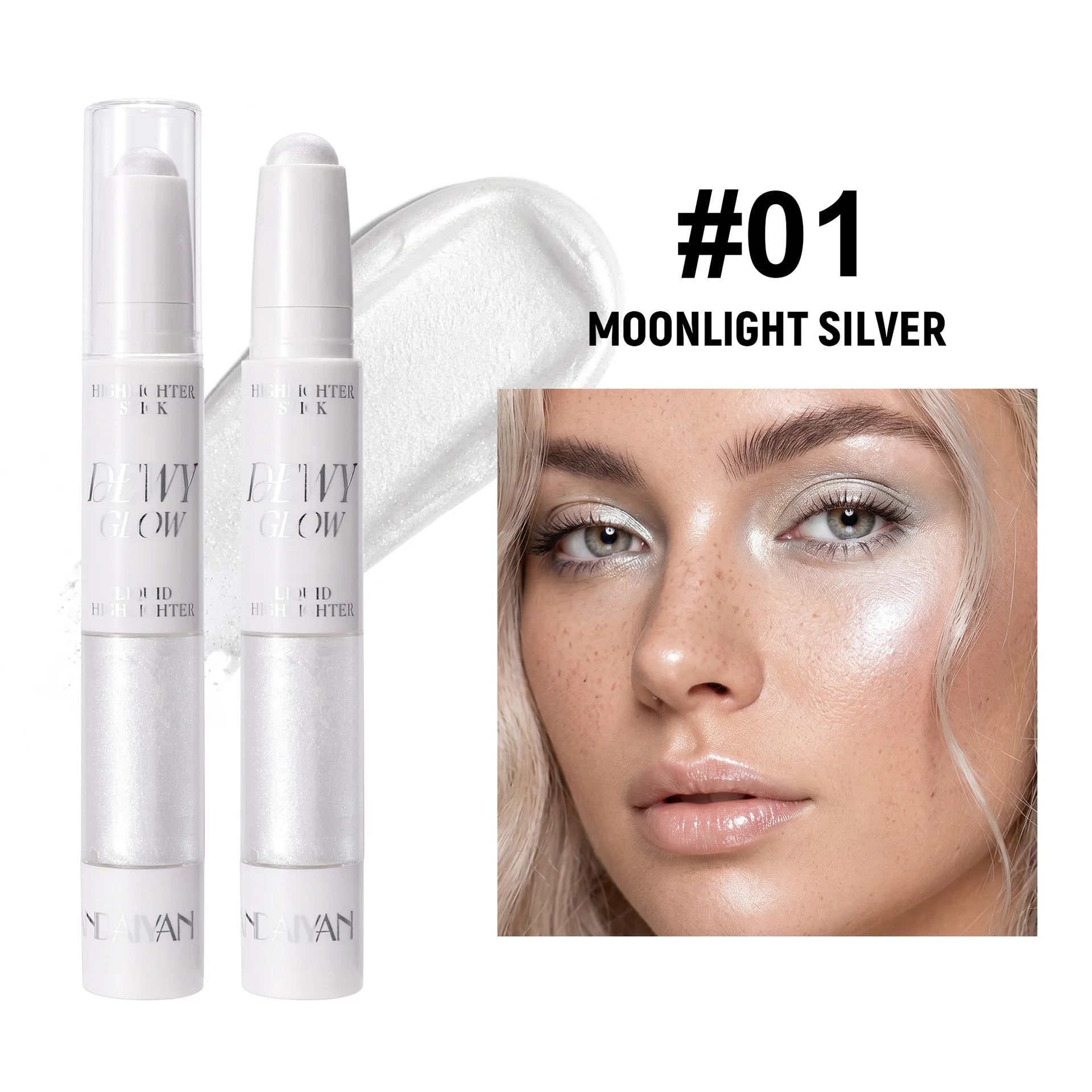 2 in 1 Contour Stick & Liquid Highlighter, Dual Ended Face Sculpting Makeup, Natural Nose Shadow & Body Brightening Stick Qme 01