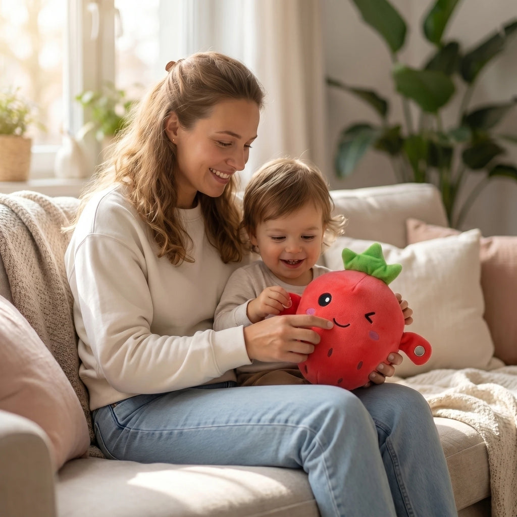 Stuffed Strawberry Fruit Induction Beat Toy Creative Music Dolls Kawaii Parent-child Interactive Toys Fun Birthday Gift for Kids Qme