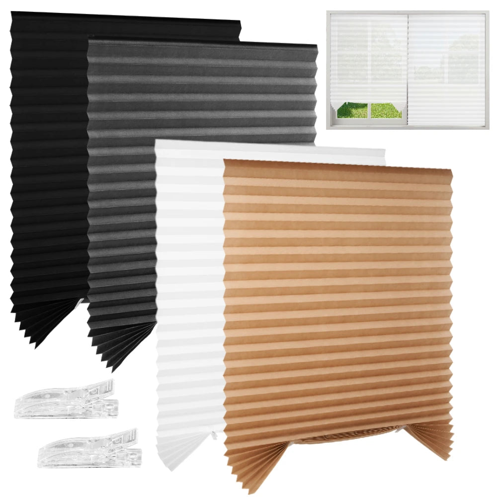 Pleated Window Blinds Temporary Window Shades Cordless Light Filtering Pleated Paper Shades Room Darkening Blind for Home Office Qme