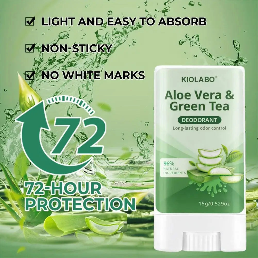 Aloe Vera Green Tea Deodorant Stick Travel Friendly Hygiene Essential Qme