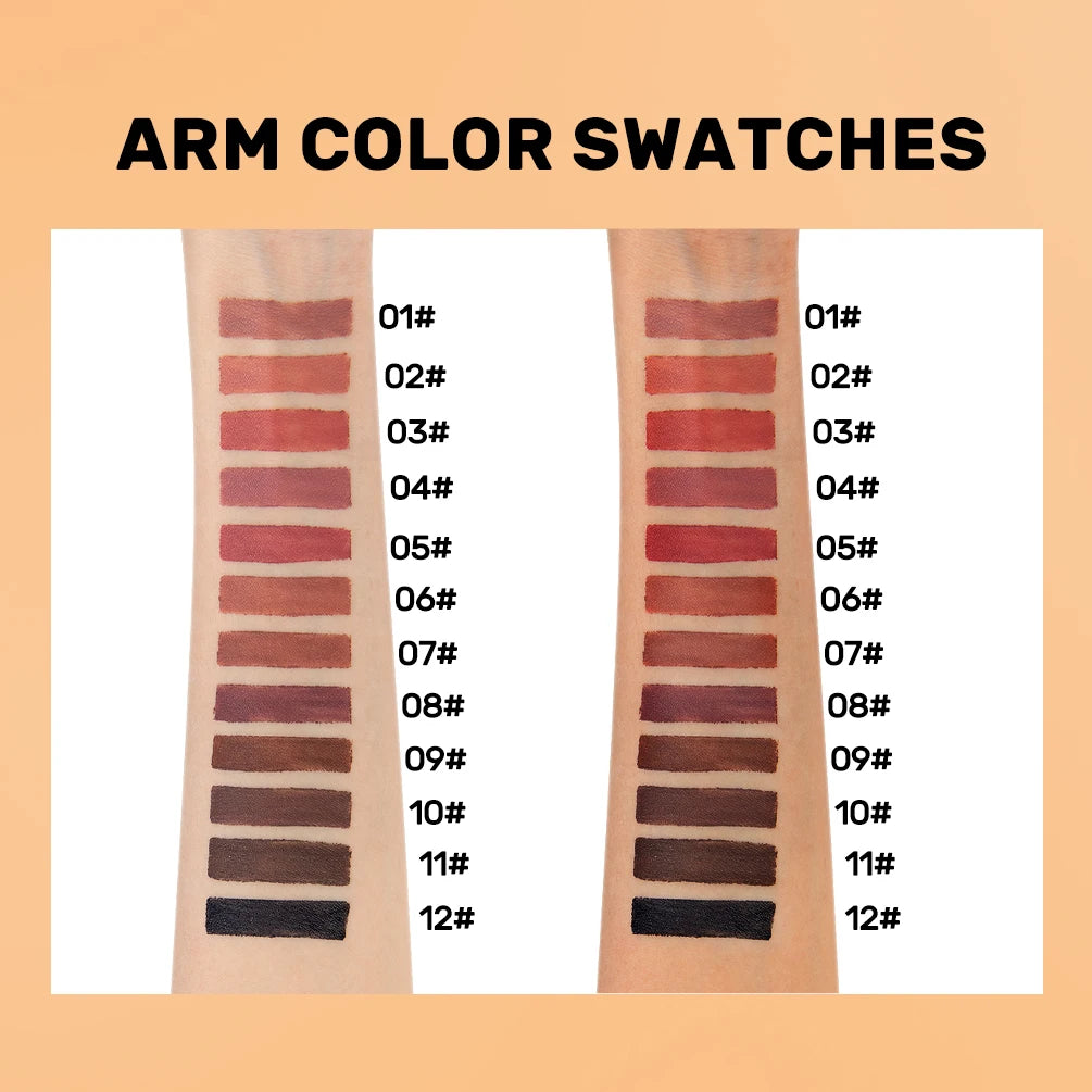 QIBEST Double Head Lip Liner&Brush Pen Makeup Mist Matte Contour Tint Lipstick Pencil 2 In 1 Stick Lasting Nude Black Lipliner Qme