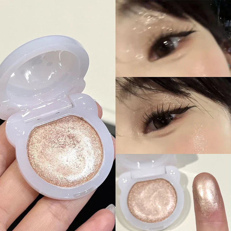QIBEST Single Color Pearlescent Eyeshadow Palette Lasting Glitter Shiny Eye Shadow Multifunctional Face Blush Highlighter Makeup Qme