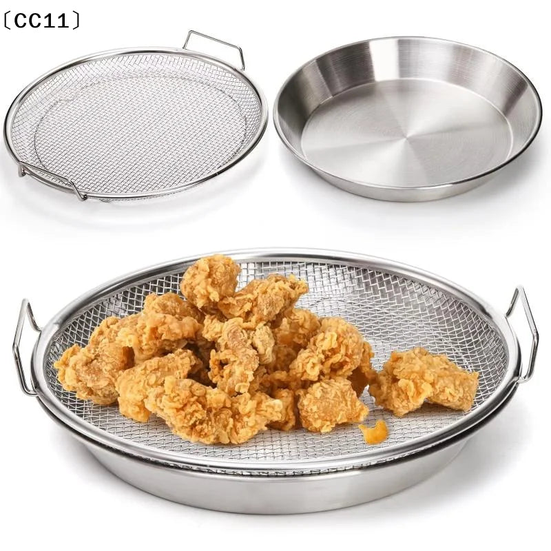 Stainless Steel Mesh Oil Filter Tray Drain Basket Reusable Vegetable Qme