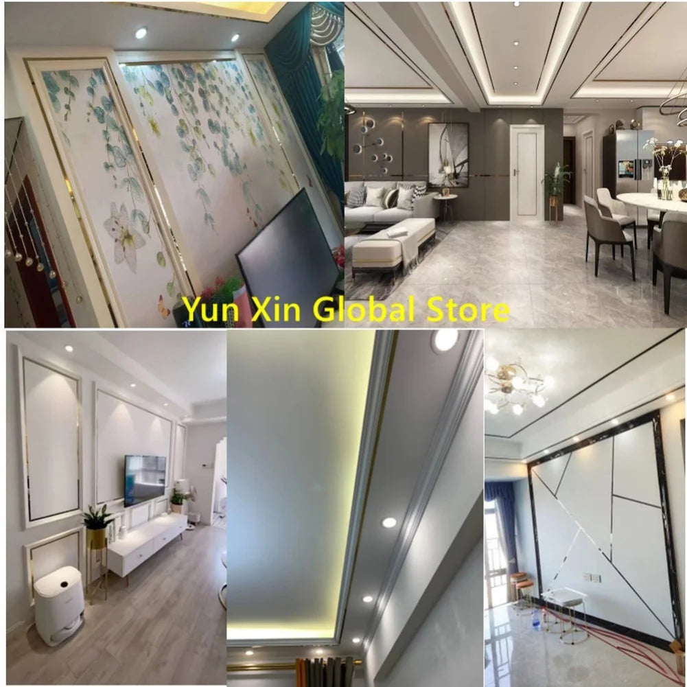 New 1 Roll Gold Wall Sticker Stainless Steel Flat Decorative Lines Titanium Mirror Wall Ceiling Edge Strip Living Room Decor Qme