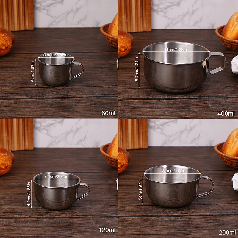 304 Stainless Steel Mini Water Cup Handle Durable Anti Scalding Milk Qme