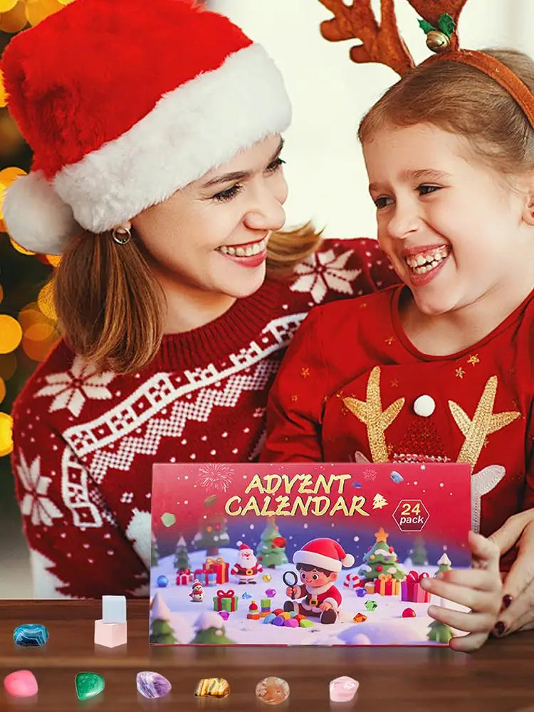 Christmas Calendar Advent Rock Stone Digging Theme 24 Boxes Holiday Qme