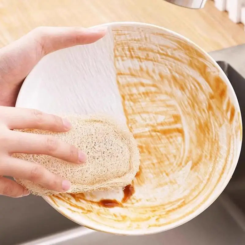 Oil Stain Removing Scrubber Kitchen Clean Brushes Natural Luffa Dish Qme