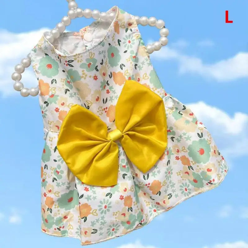 Princess Skirt Butterfly Bowknot Pet Poodle Cat Costume Floral Qme YLL