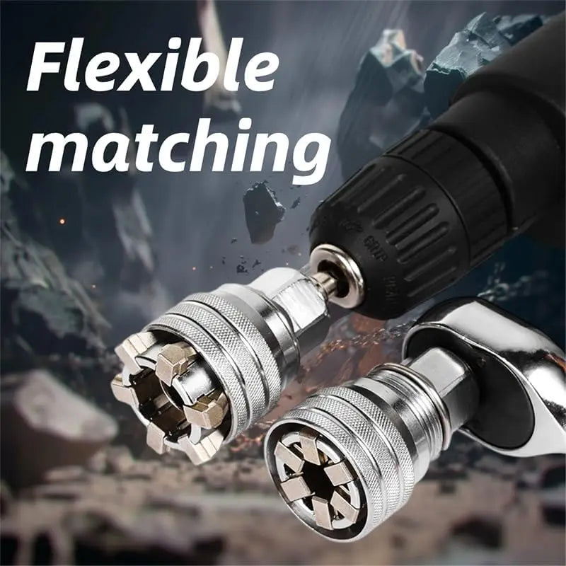 Universal Adjustable Socket Set Hex Wrench Kit for Various Size Nuts Bolts Multi-function Ratchet Handle Tool for Home Repair Qme