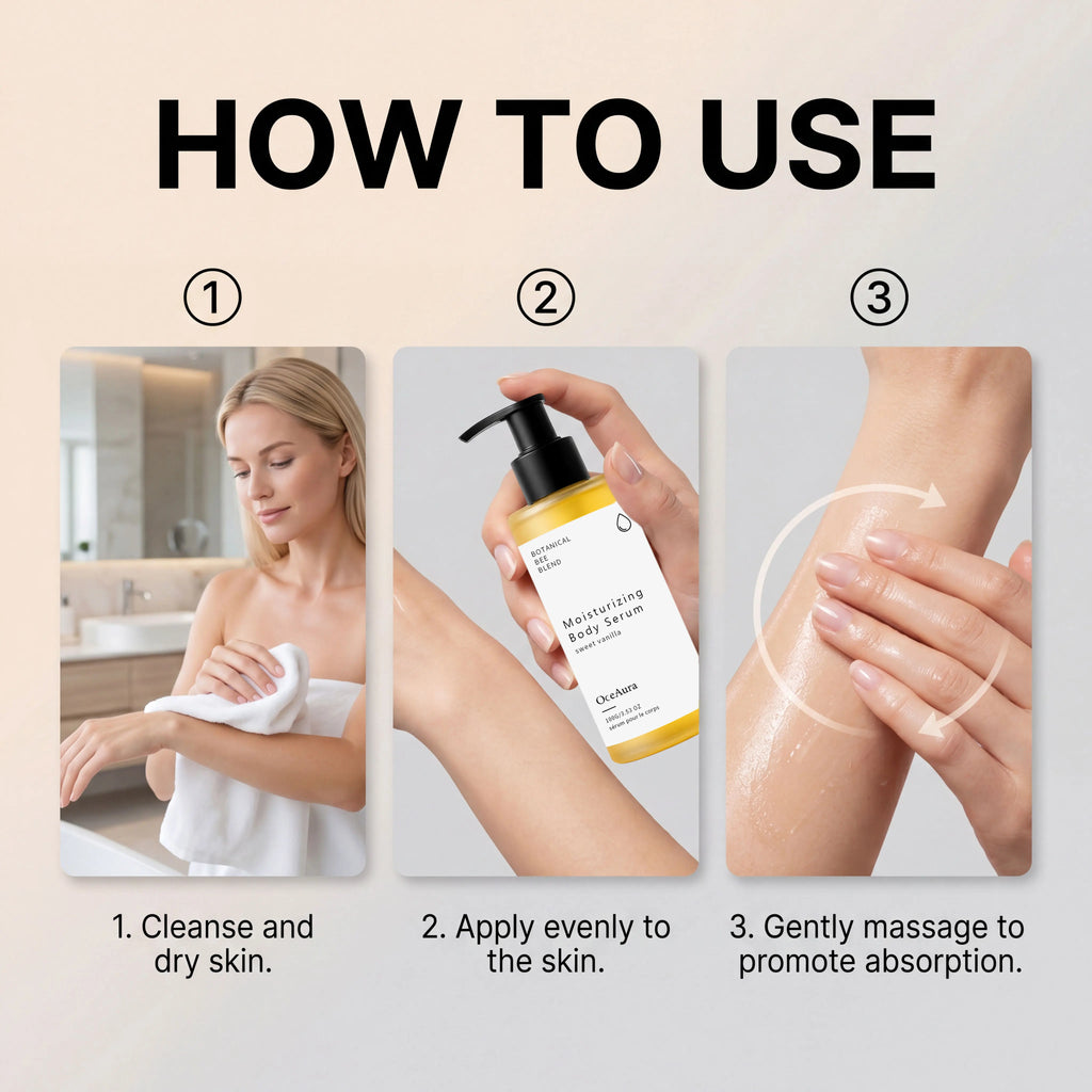 OceAura Moisturizing Body Serum Vanilla Deep Hydration Sensitive Skin Care Dryness Relief Propolis Nourishing Body Lotion 100ml Qme