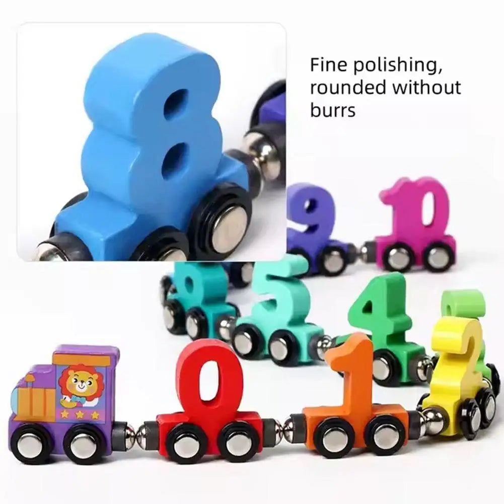 Wooden Number Digital Magnetic Train Toys Colorful Building Blocks Educational Hand-eye Coordination Magnetic Digital Train NEW Qme