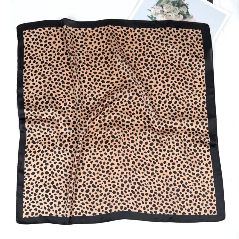 Women Square Scarf Luxury Floral Leopard Print Shawl Hijab Ladies Qme 99011250 70-70cm