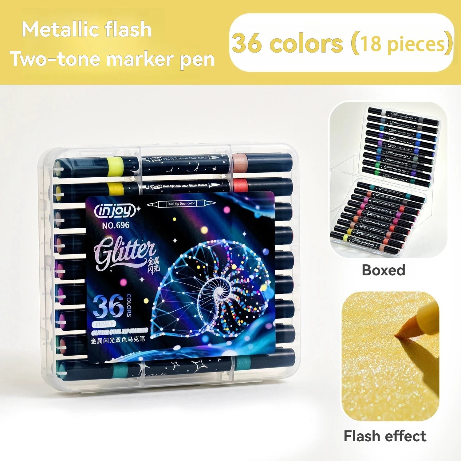 12-48 Metal Glitter Marker Pens Sparkly And Shiny, Double Tips, for Painting,Ceramic, Glass,Scrapbooking, DIY Craft Making Qme 18 pieces 36 colors
